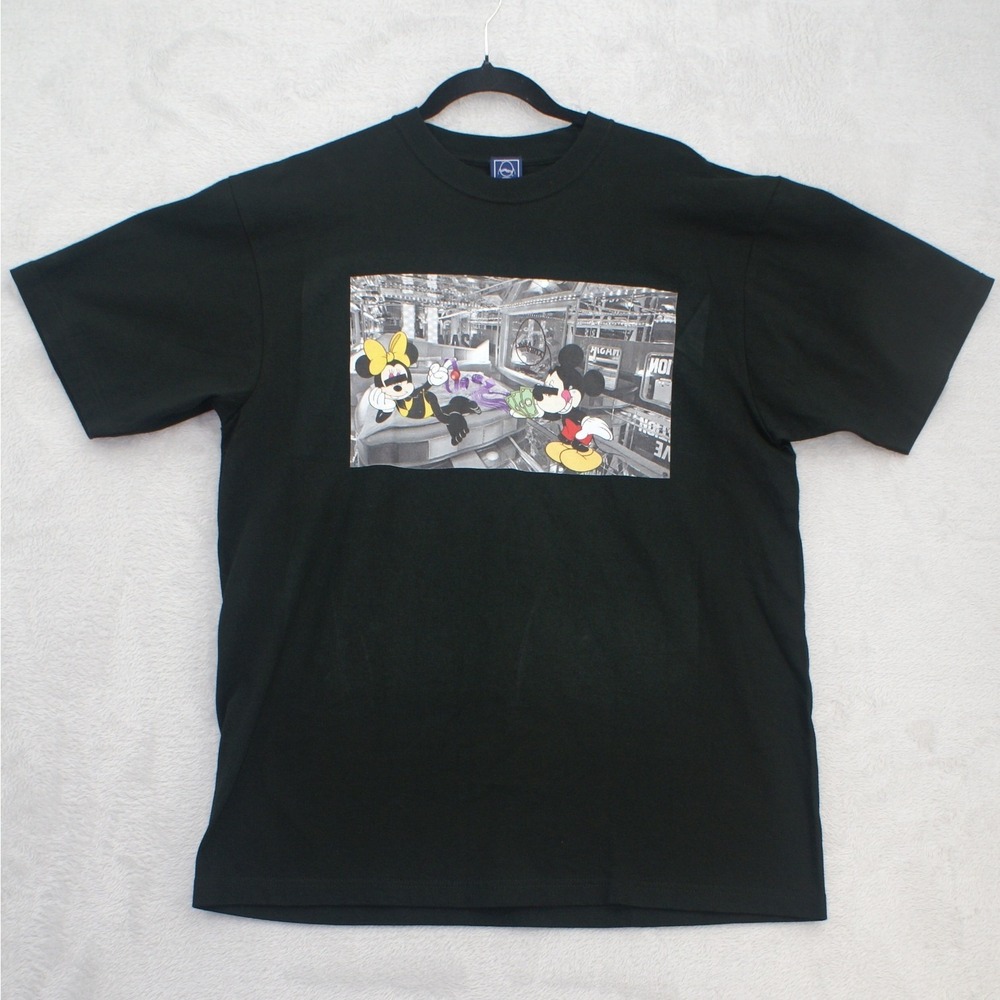 Yura Yura Mens Graphic T-Shirt Black XL After Work Parody Mickey Minnie Japan